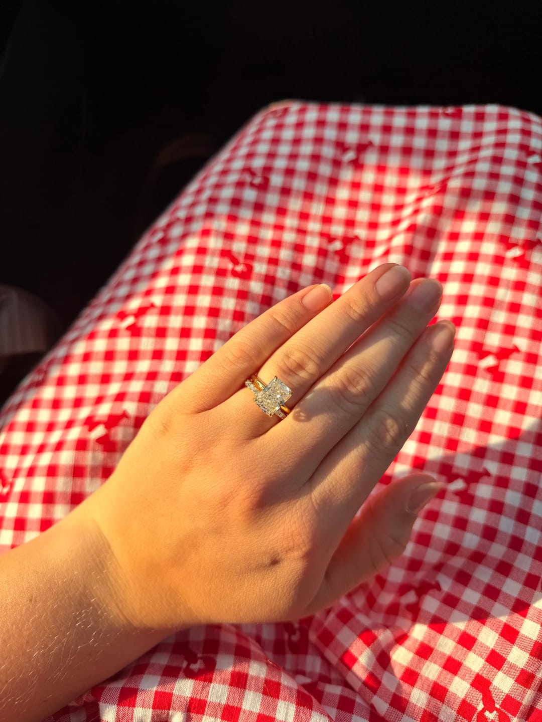 Customer photo review of S925 Classic 4.5 Carat Radiant Cut Simulated Diamond Engagement Ring/Wedding Set