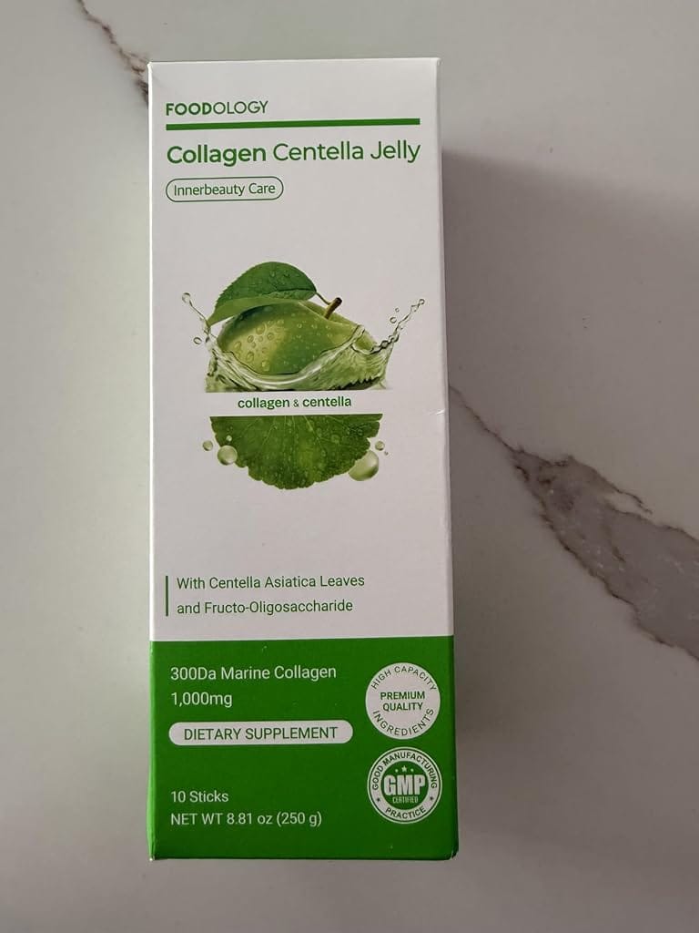 Customer photo review of FOODOLOGY Collagen Centella Jelly (Green Apple) – Collagen Peptide with PDRN – Biotin, Vitamin A & E for Skin Glow, Hair & Nails – 10 Sticks