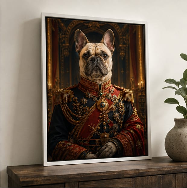 Customer photo review of Custom Royal Commander Pet Portrait Canvas