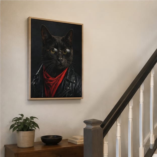 Customer photo review of Custom Cool Dog Portrait Canvas Wall Art