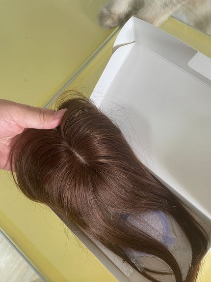 Customer photo review of 2.5"x3.5" Silk Effect 100% Human Hair Topper for Women