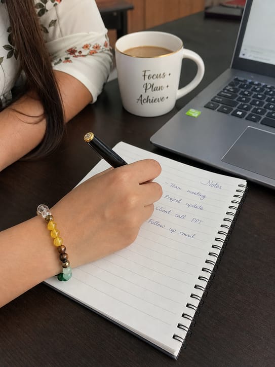Customer photo review of Dhan Yog Bracelet – Natural Wealth & Prosperity Gemstone Bracelet