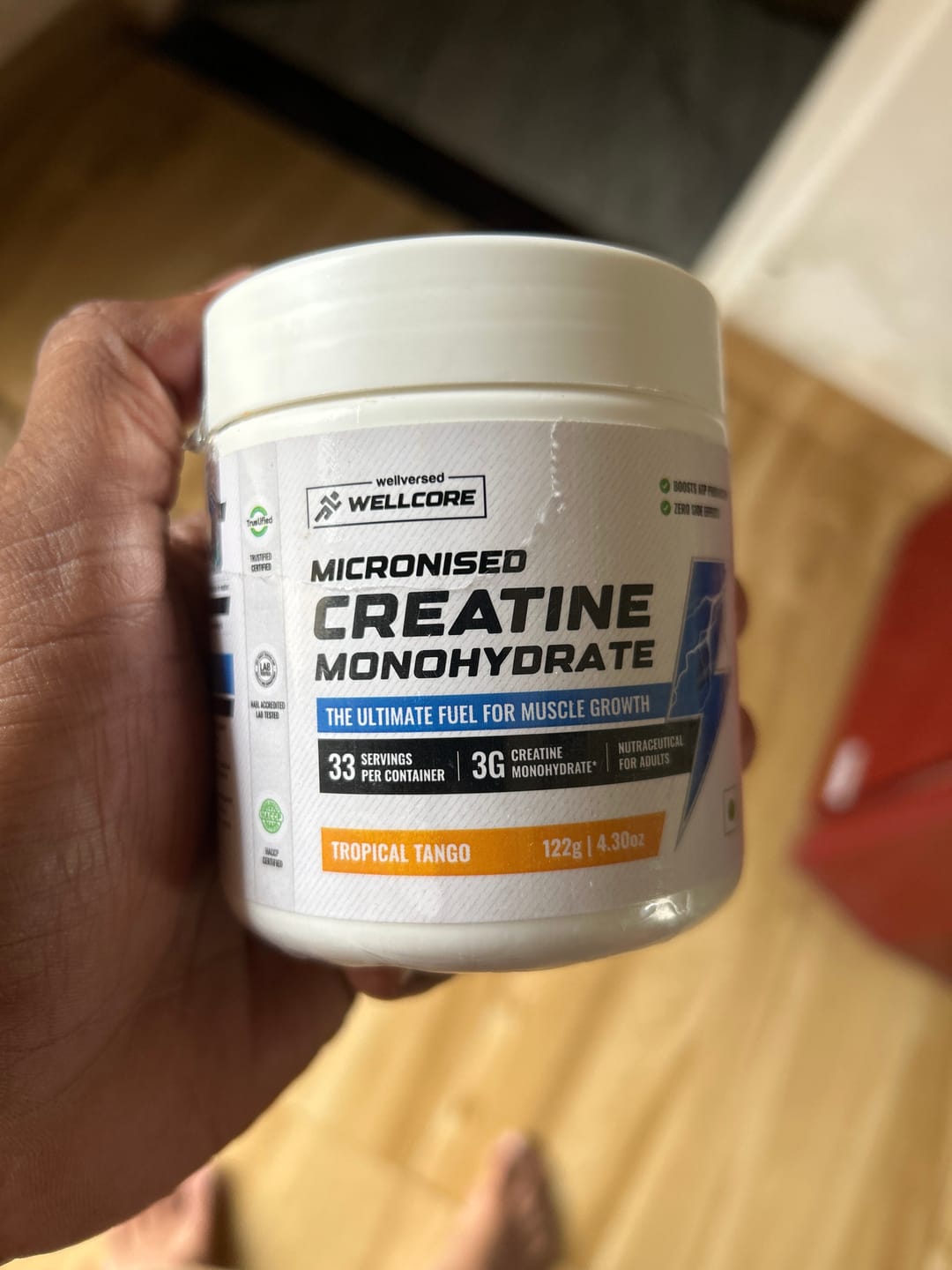 Customer photo review of Wellcore - Pure Micronised Creatine Monohydrate (122g, 33 Servings) Tropical Tango