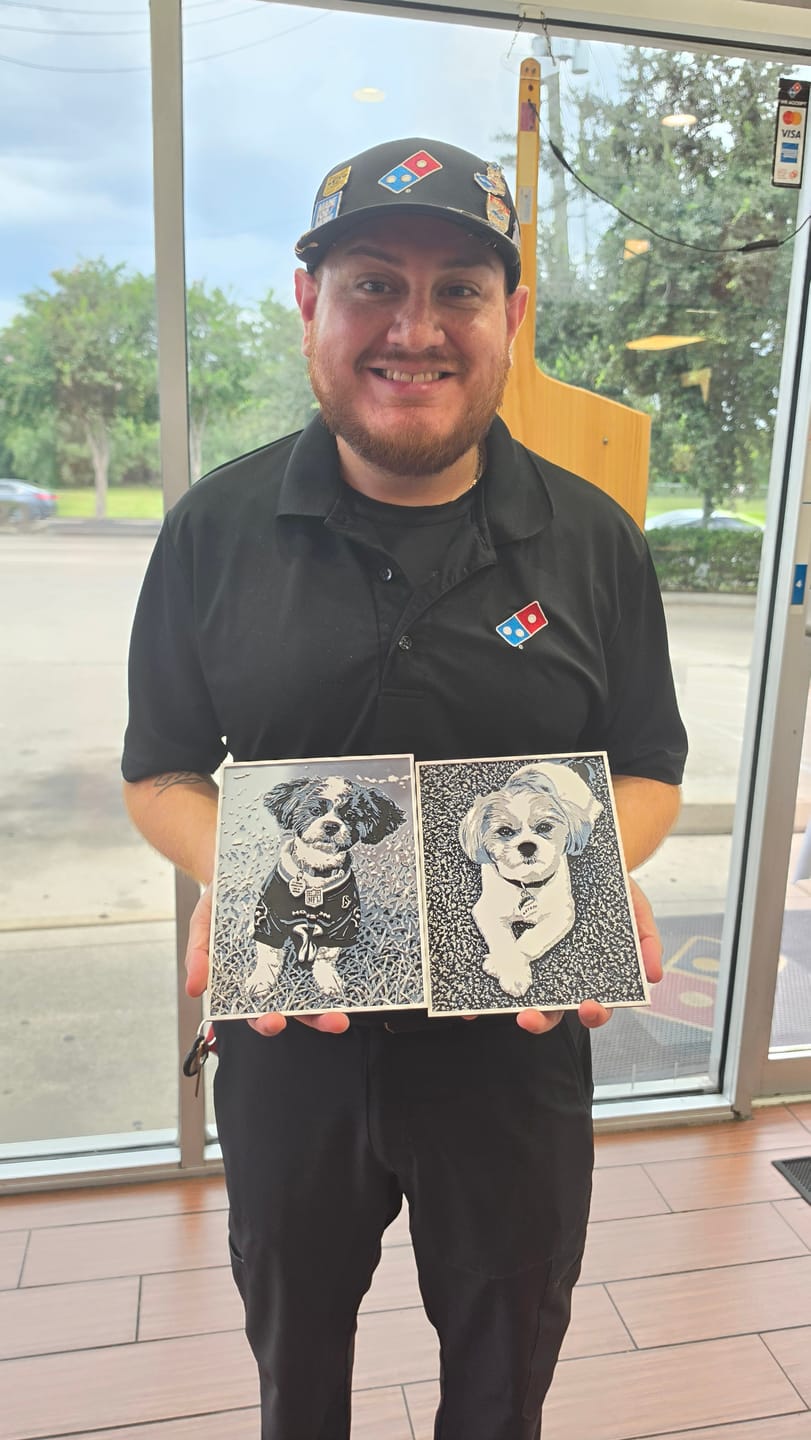 Customer photo review of Custom Layered 3D Pet Portrait Personalized Memorial Keepsake