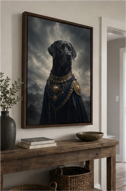 Customer photo review of Custom Royal Guardian Pet Portrait Canvas Wall Art