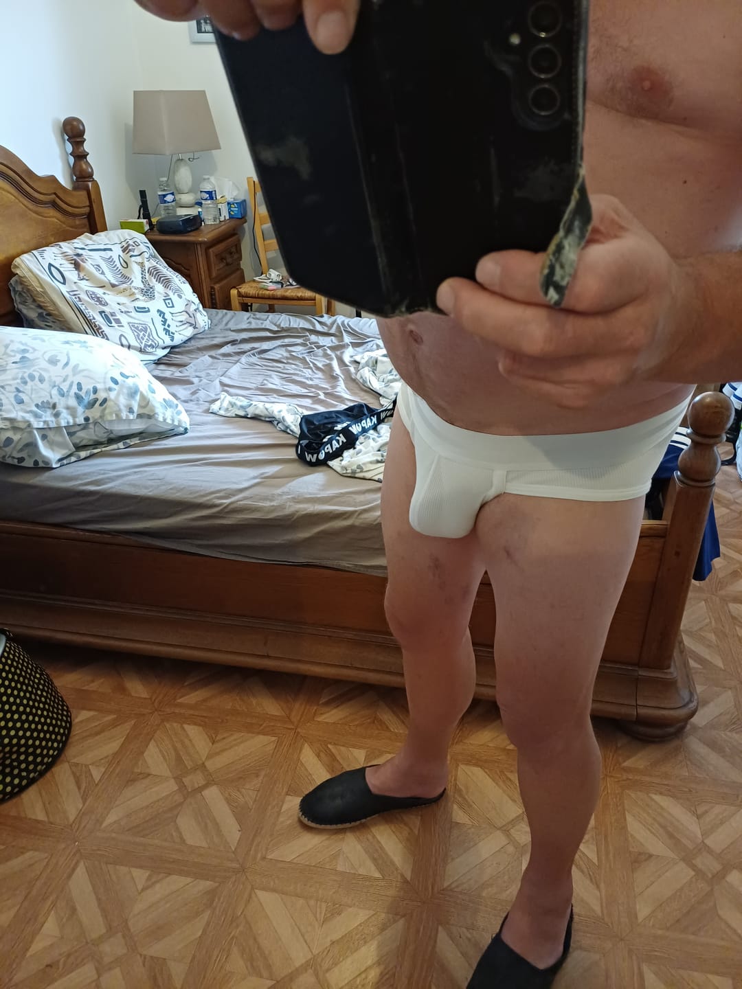 Customer photo review of 3 Pack Men's Soft Cotton Blend Waffle Briefs with Separate Pouch and High-Leg Cut
