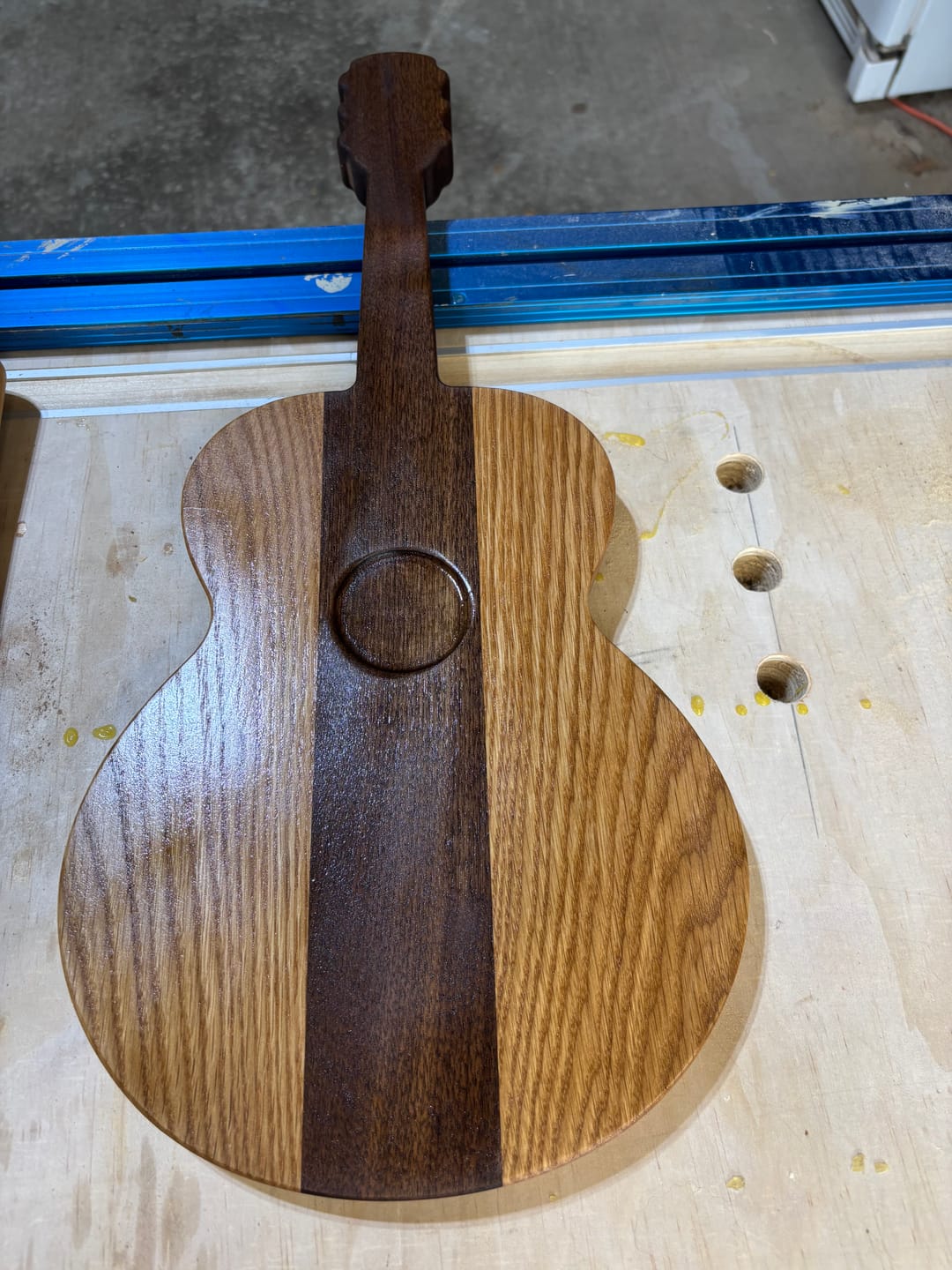 Customer photo review of 20.0x9.5" Acoustic Guitar Serving Board Acrylic Router Template