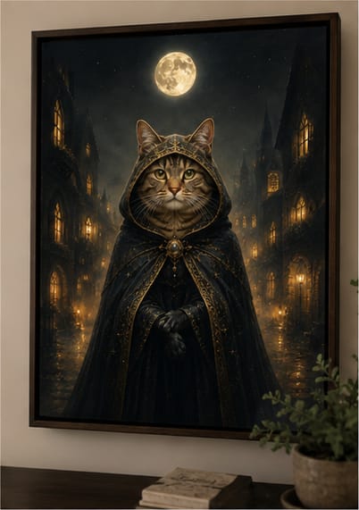 Customer photo review of Custom Black Cat Witch Portrait Canvas Wall Art