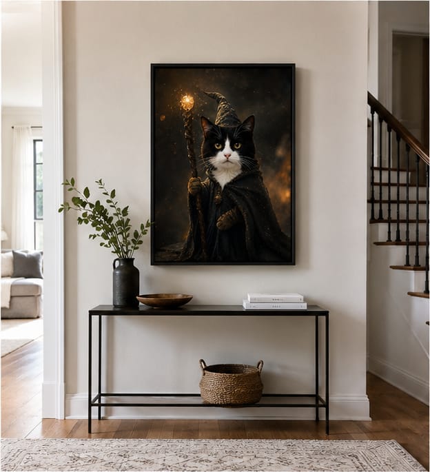 Customer photo review of Custom Magical Wizard Pet Portrait Canvas Wall Art