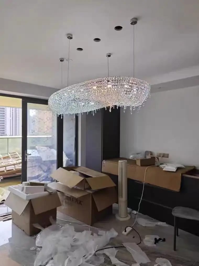Customer photo review of Gold Crystal Foyer Chandelier