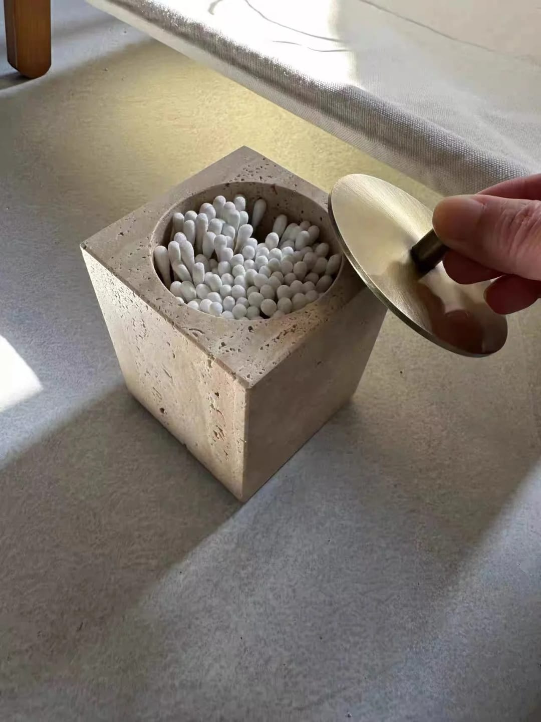 Customer photo review of Travertine Bathroom Set Soap Dish