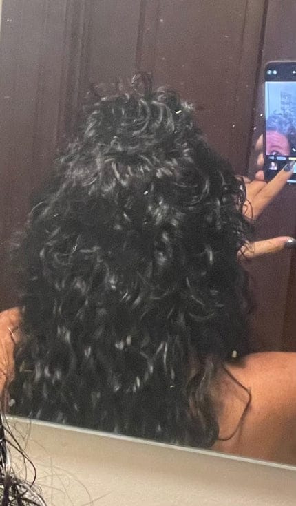 Customer photo review of Wool Curl Hair Topper — Seamless Clip-In Piece for Instant Crown Volume & Thinning Roots