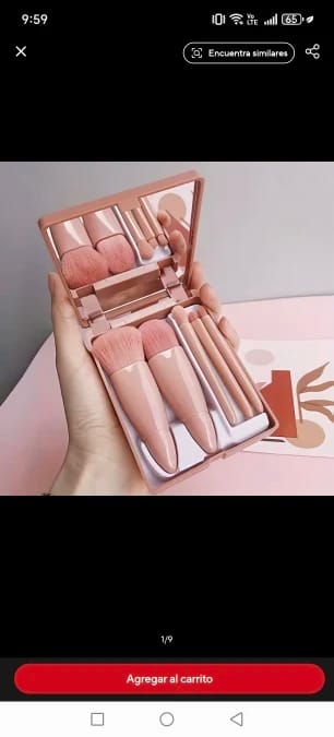 Customer photo review of 5-Piece Portable Makeup Brush Set with Foldable Mirror Case