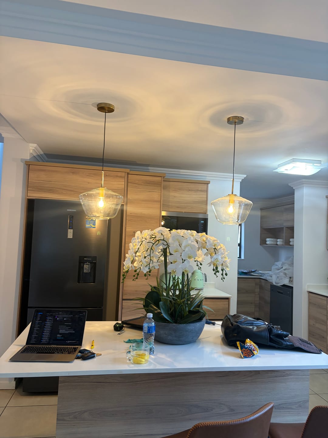 Customer photo review of Vetra Style 2 Clear Glass and Gold Pendant Light