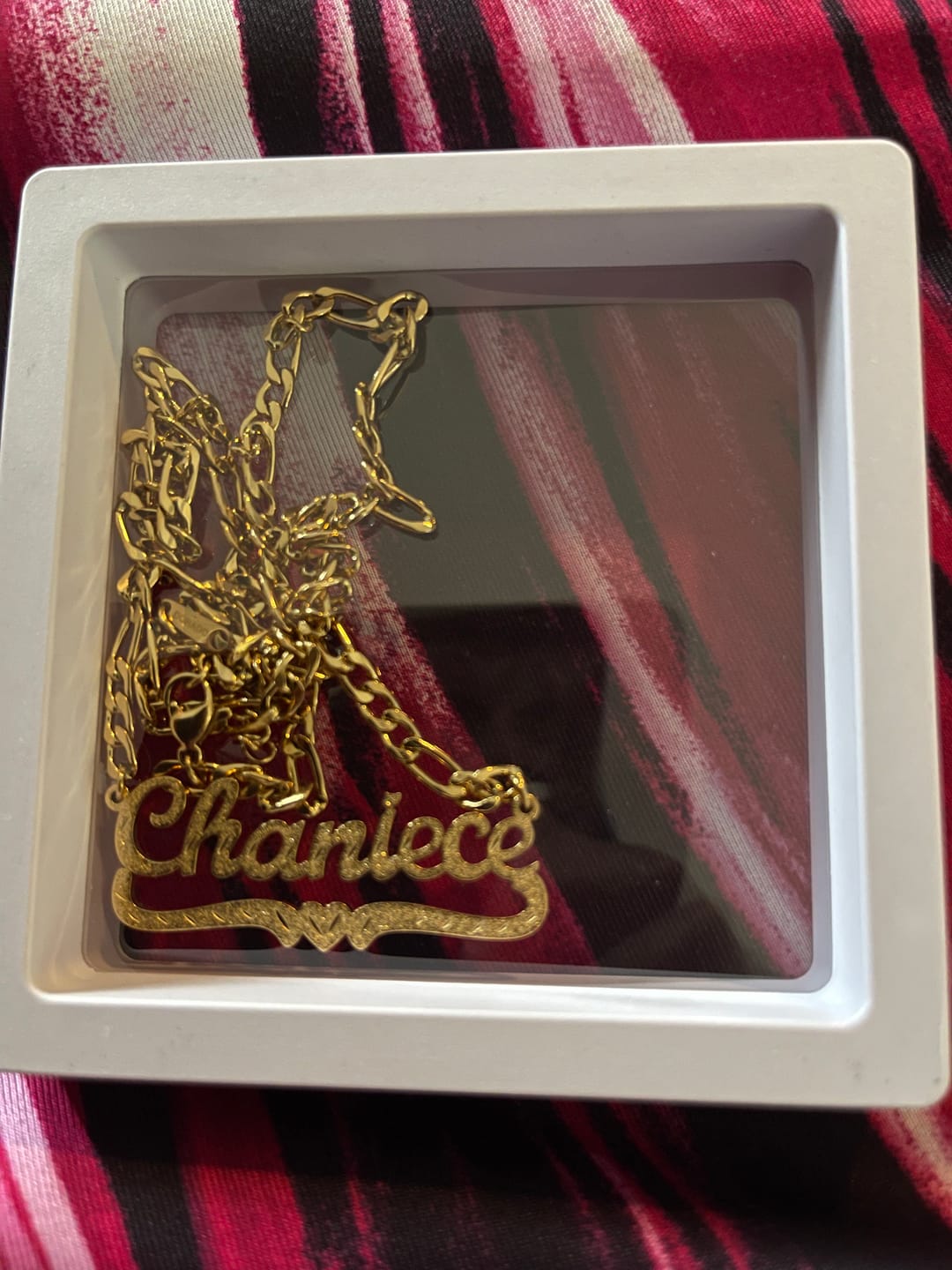 Customer photo review of Diamond Cut Heart Name Necklace