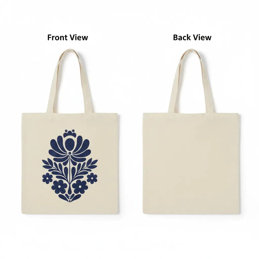 Customer photo review of Wrapzy Navy Folk Art Tote Bag