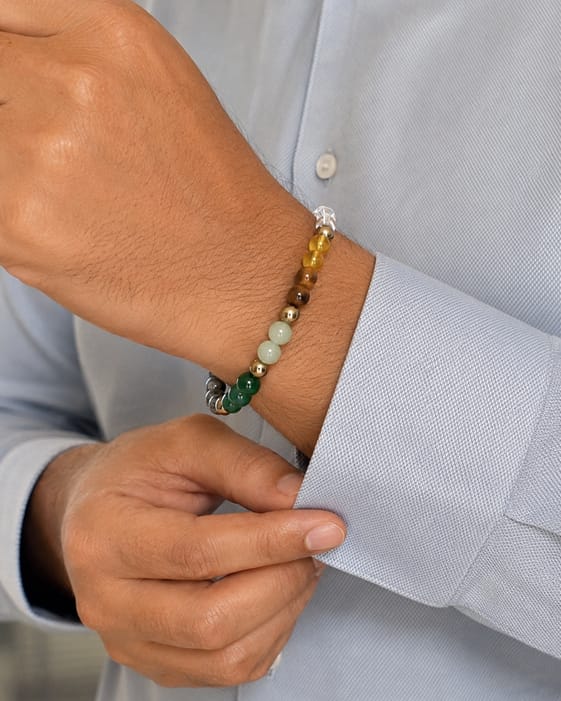 Customer photo review of Dhan Yog Bracelet – Natural Wealth & Prosperity Gemstone Bracelet
