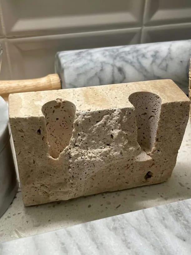 Customer photo review of Holes Marble Candlestick Holder