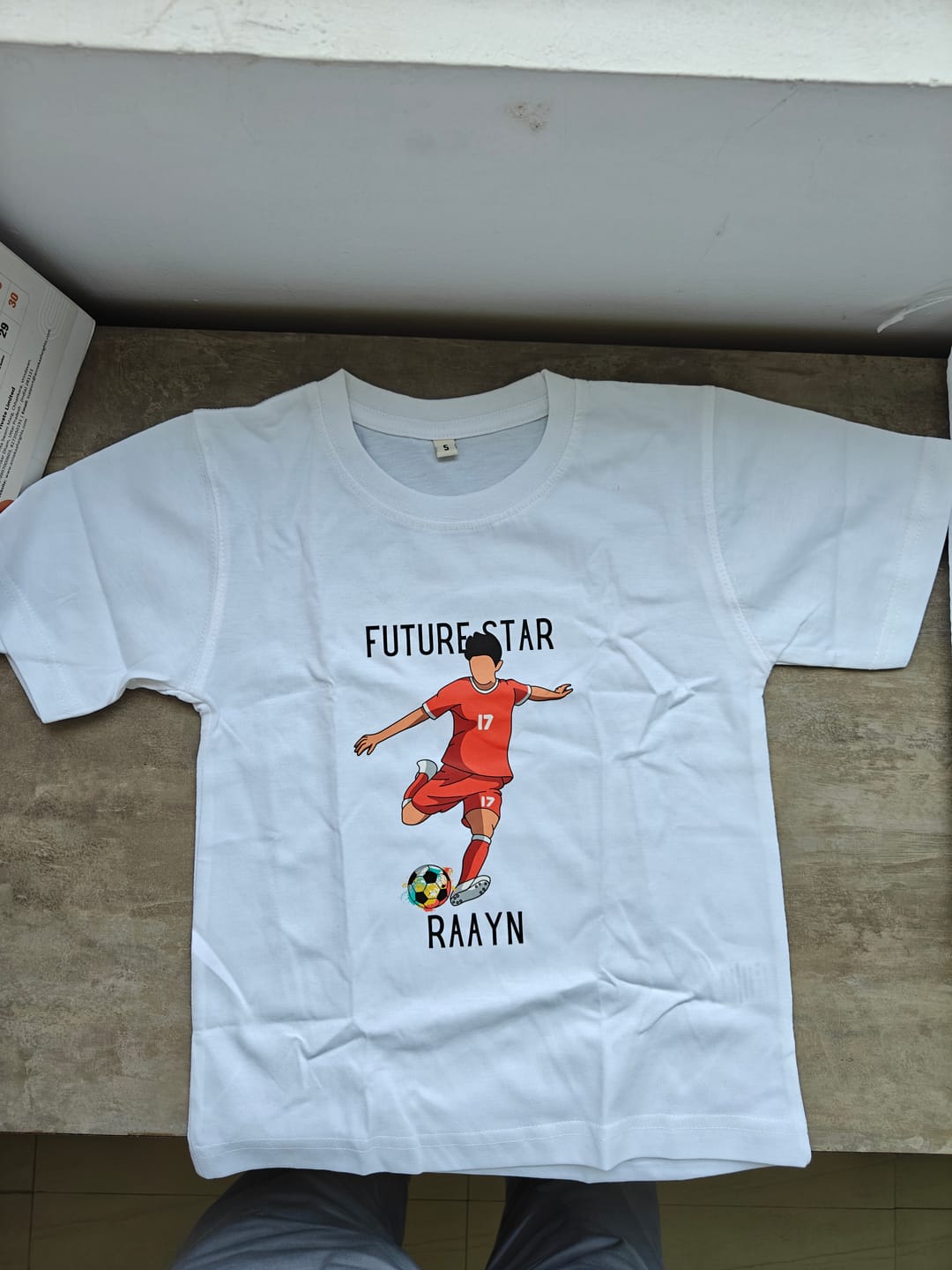 Customer photo review of Future Star Football Custom Kids Tee