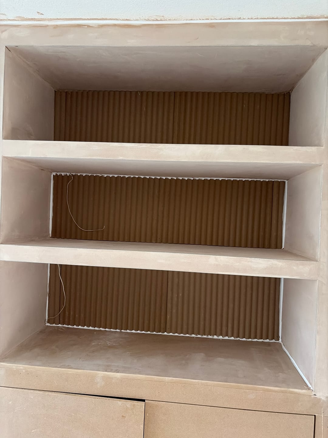 Customer photo review of Paintable Ribbed Slatted MDF Wall Panel 2.4m x 0.6m