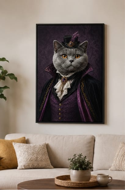 Customer photo review of Custom Victorian Gothic Pet Portrait Canvas
