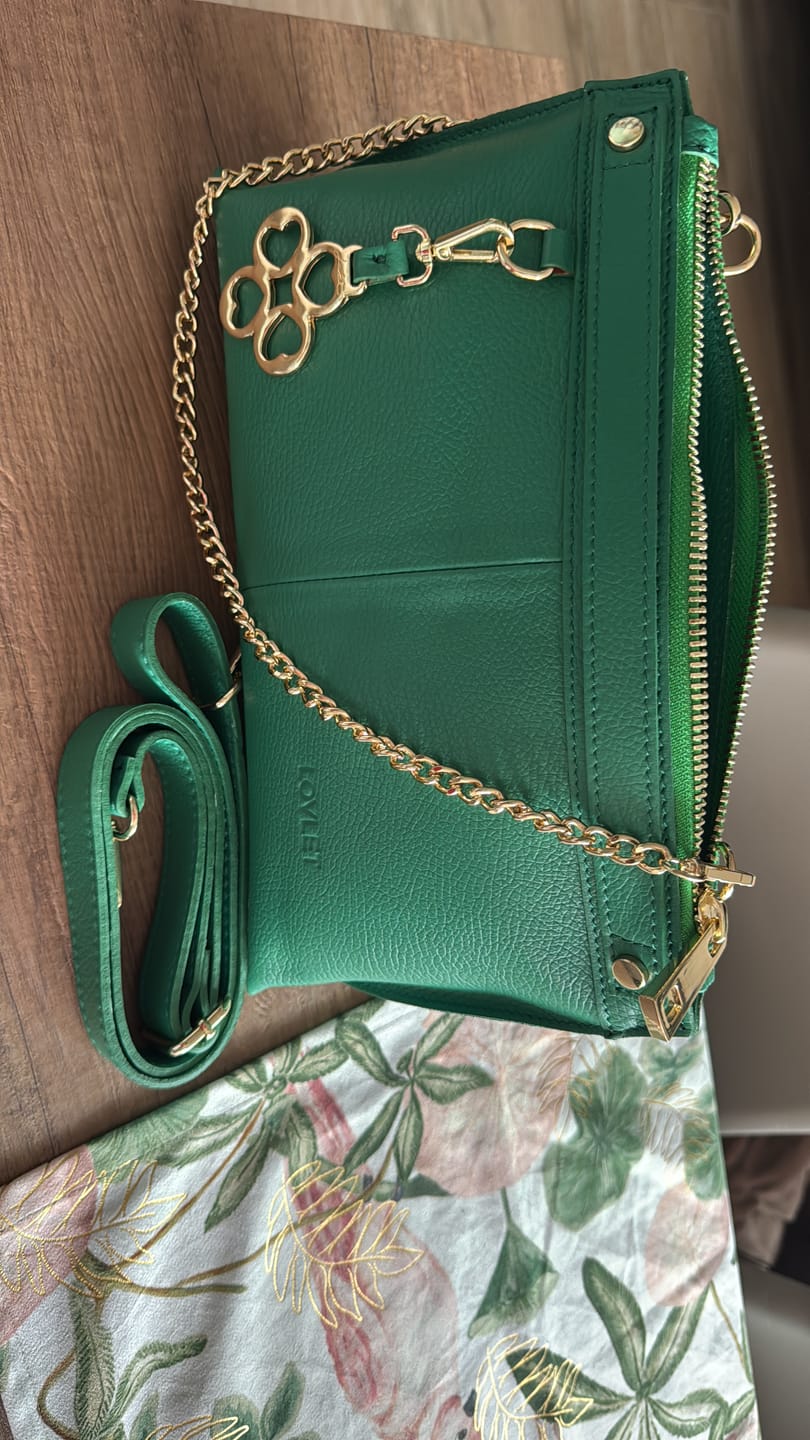 Customer photo review of BORSA SOFY BAGUETTE PELLE VERDE BANDIERA