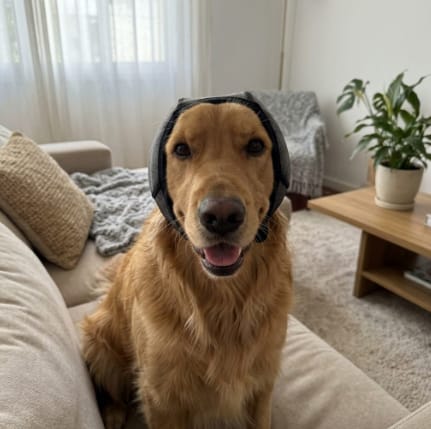 Customer photo review of Orejeras Antirruidos para Perros