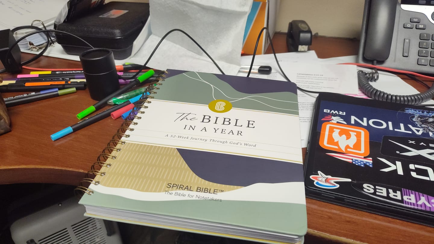 Customer photo review of The Bible In A Year: A 52-Week Journey Through God's Word