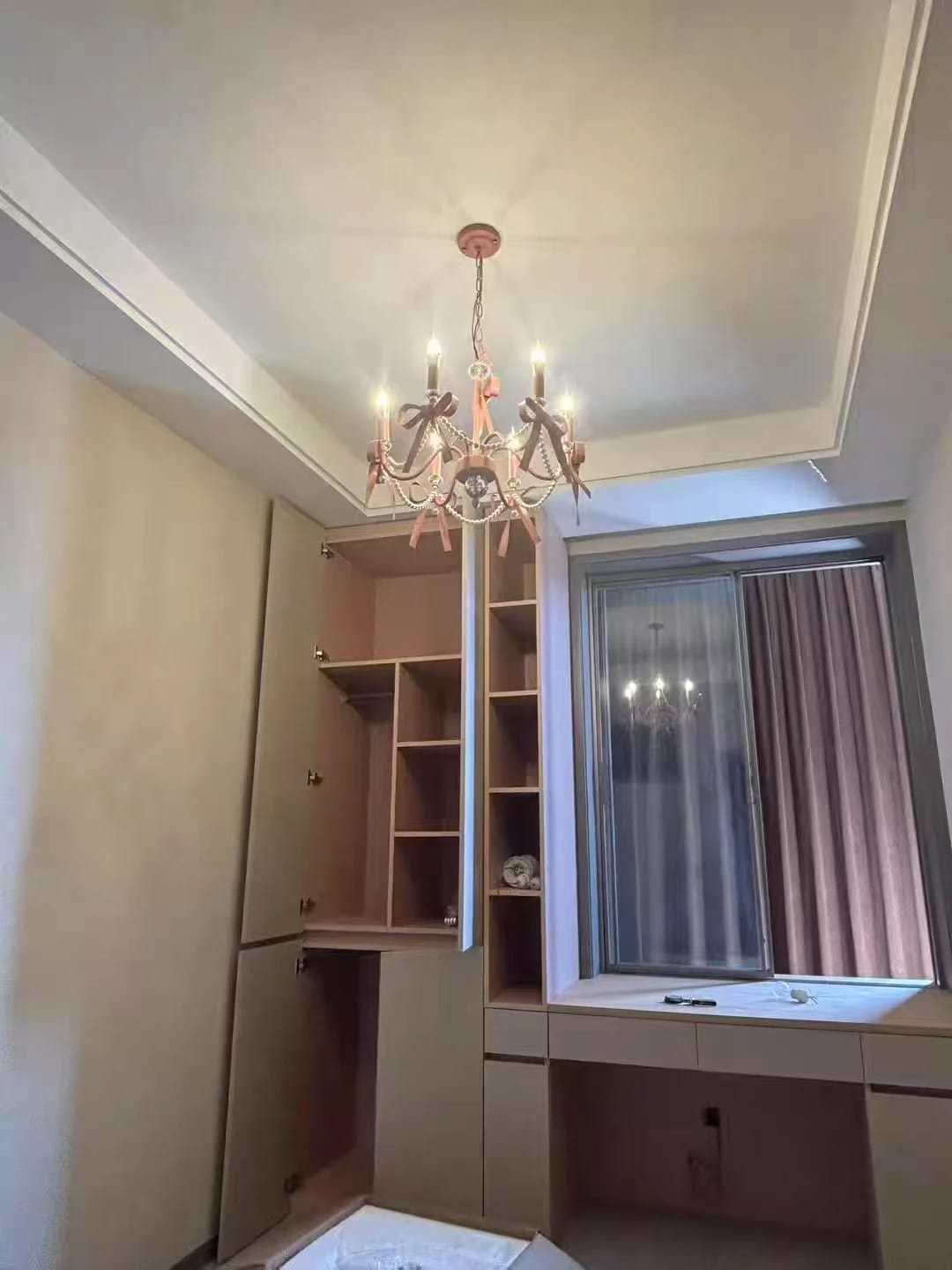 Customer photo review of Pink Crystal Kids Chandelier
