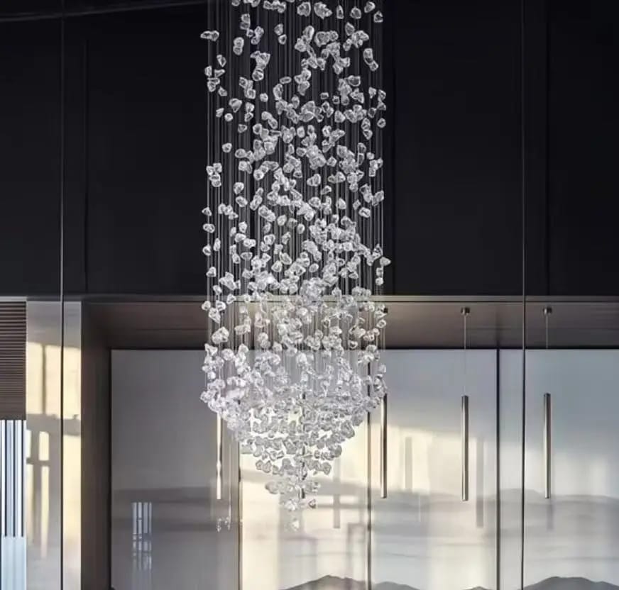 Customer photo review of Stone Crystal Staircase Chandelier