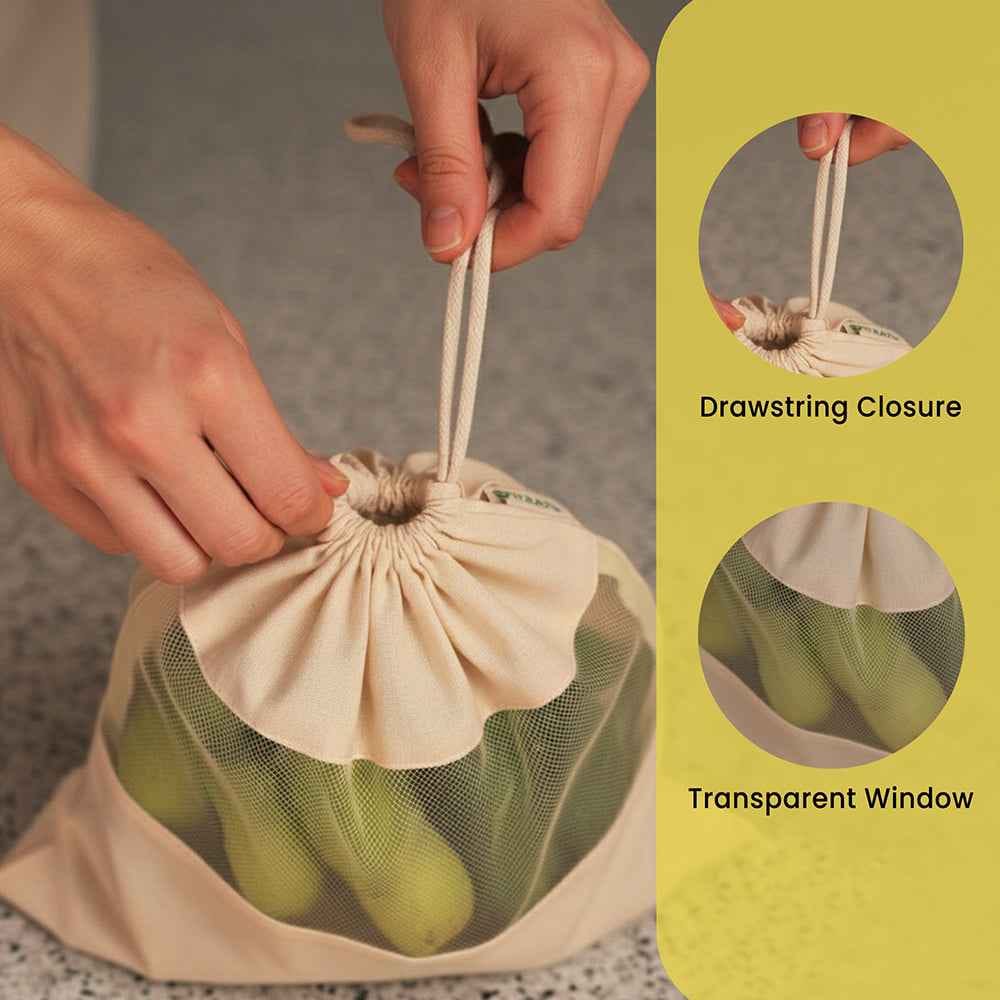 Customer photo review of Wrapzy Cotton Drawstring Vegetable Bags