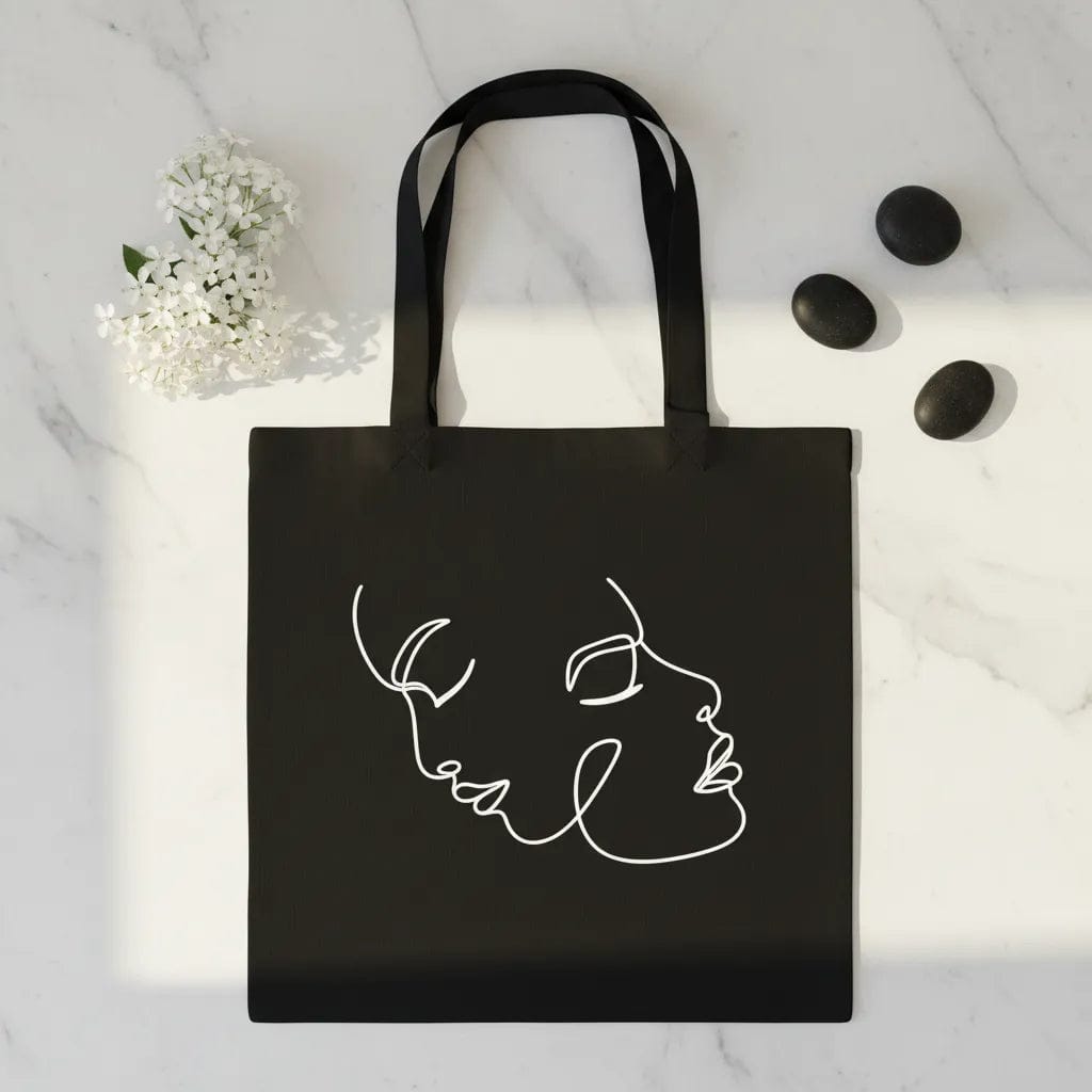 Customer photo review of Wrapzy One Line Art Face Tote Bag