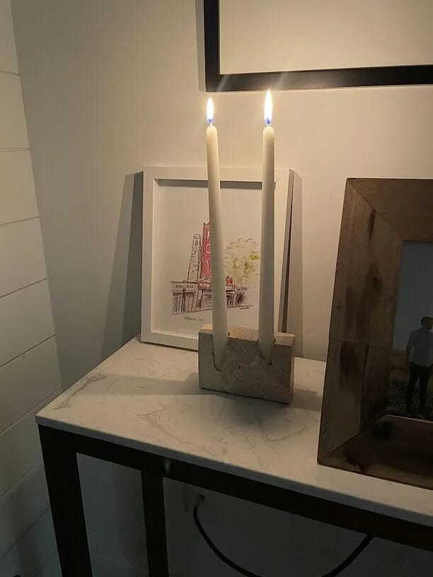 Customer photo review of Holes Marble Candlestick Holder