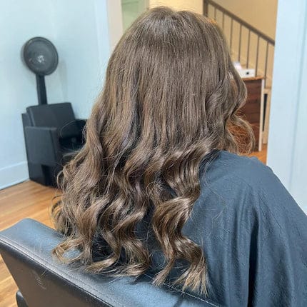 Customer photo review of Seamless Wavy Hair Topper for Women – Natural Hairline & Crown Volume
