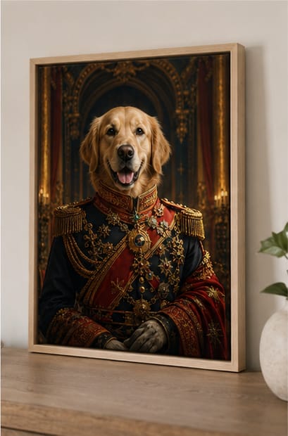 Customer photo review of Custom Royal Commander Pet Portrait Canvas
