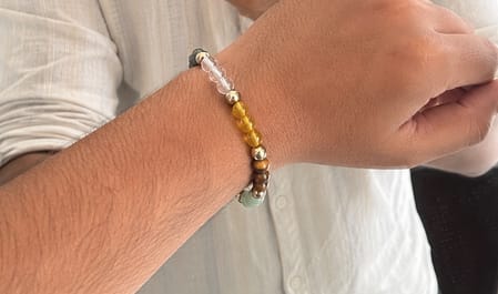 Customer photo review of Dhan Yog Bracelet – Natural Wealth & Prosperity Gemstone Bracelet