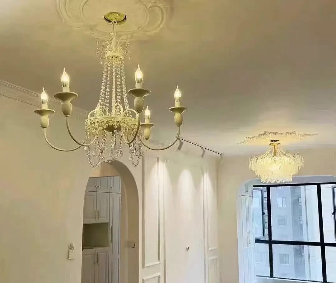 Customer photo review of Modern 6-Light Crystal Chandelier White