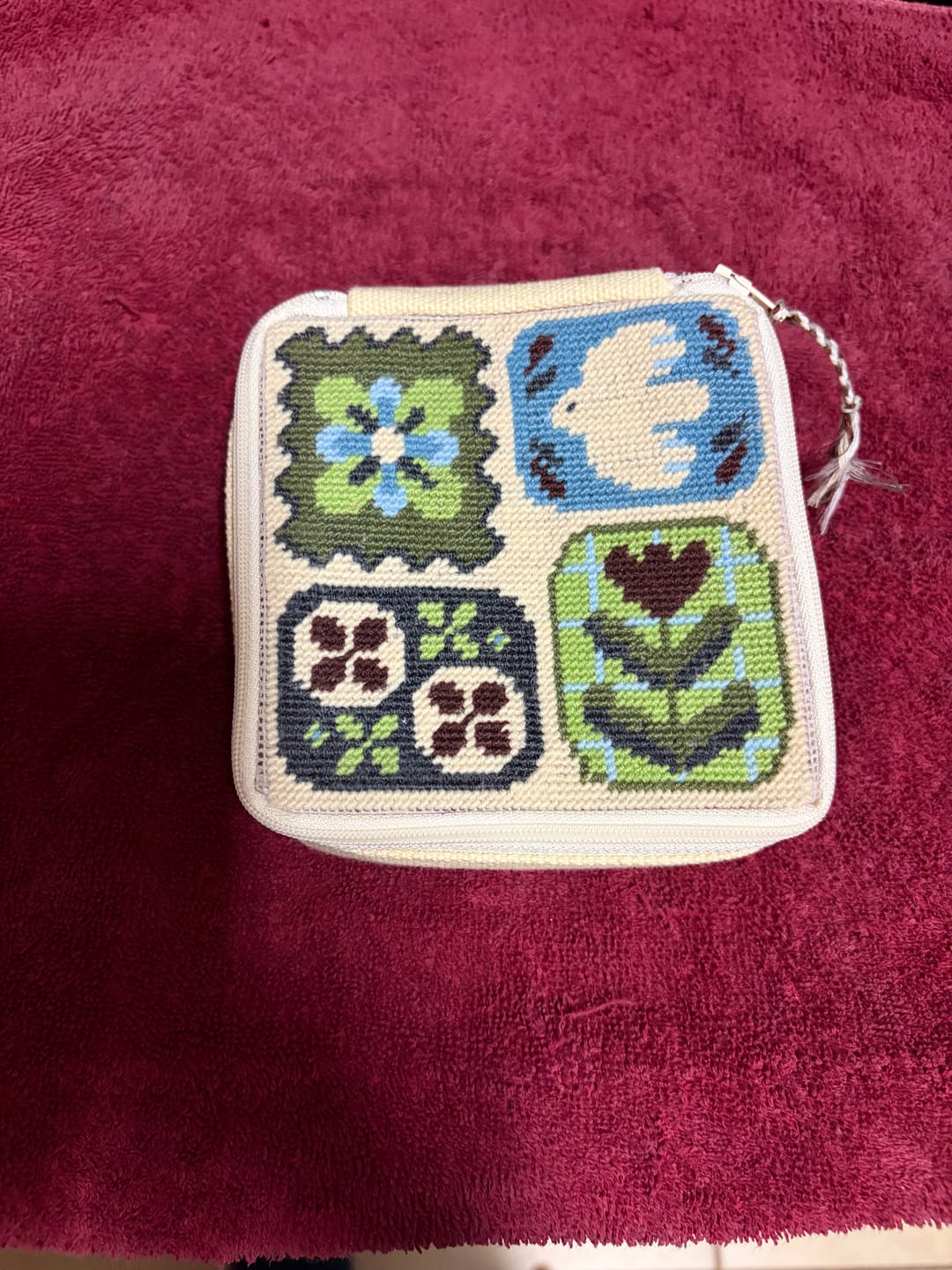 Customer photo review of Fluttering Fables - Needlepoint Pouch Kit