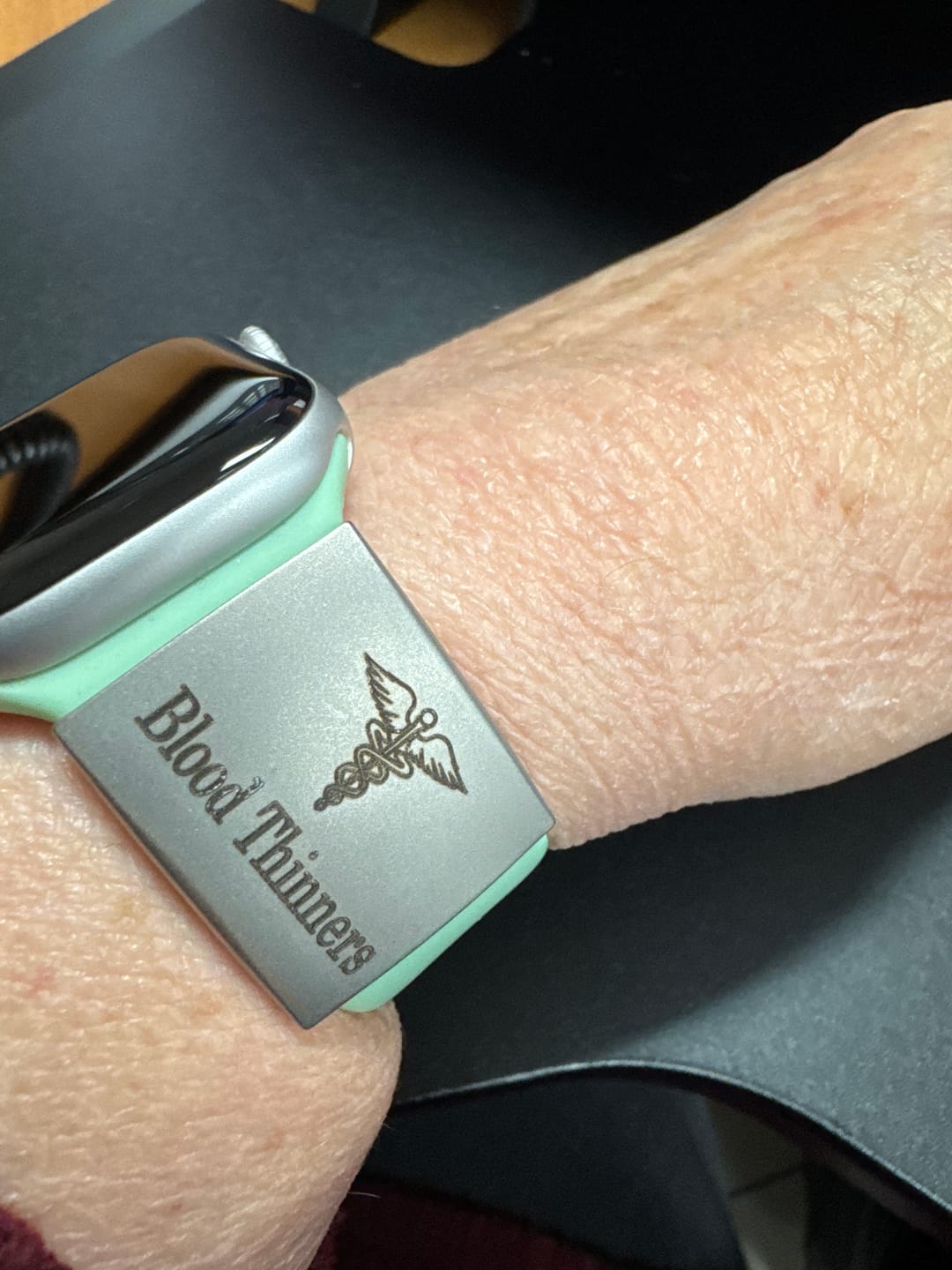 Customer photo review of Personalised ID Tag for Watch Band & Fitness Trackers
