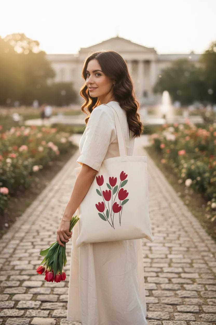 Customer photo review of Wrapzy Red Tulip Tote Bag