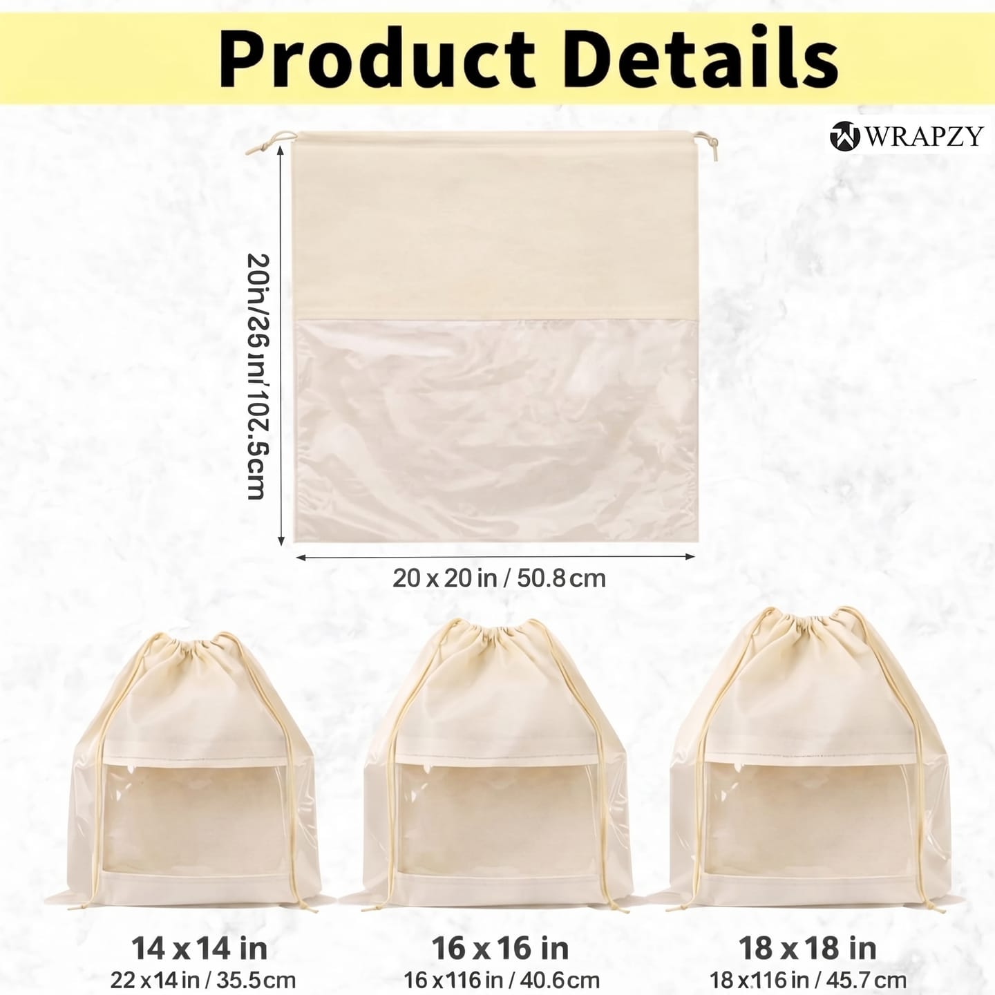 Customer photo review of Wrapzy Cotton Organizer Bags with Clear Window