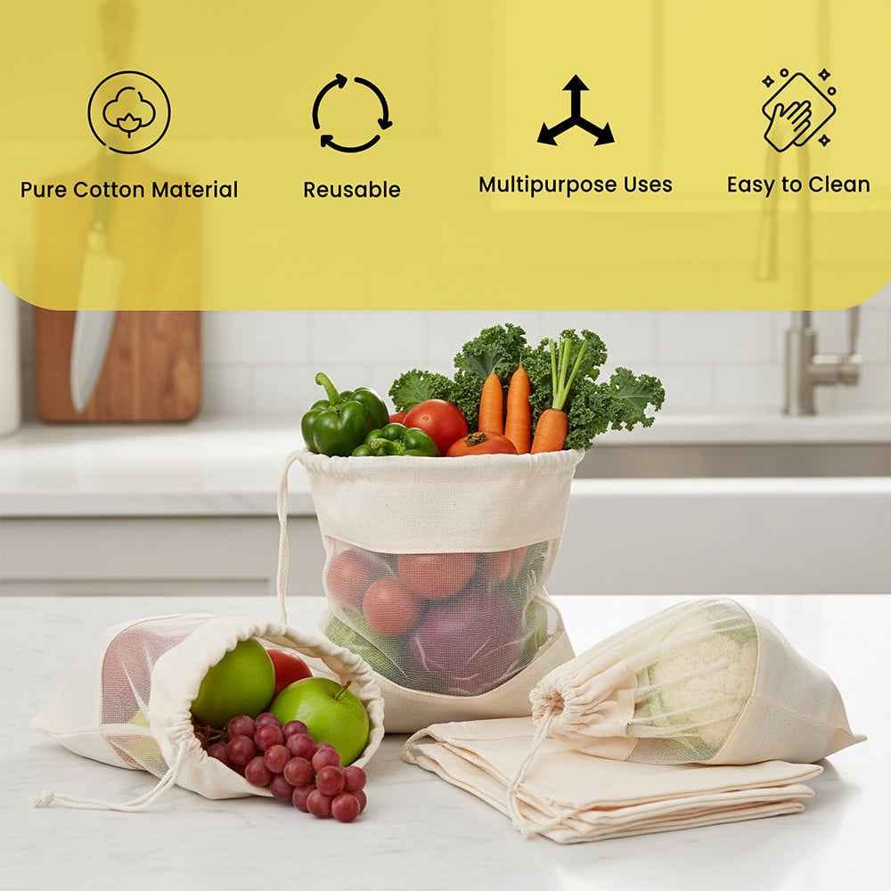 Customer photo review of Wrapzy Cotton Drawstring Vegetable Bags