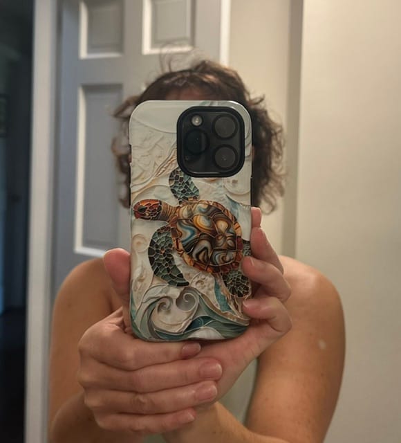 Customer photo review of Sea Turtle Stained Glass Design 1 Print iPhone Case