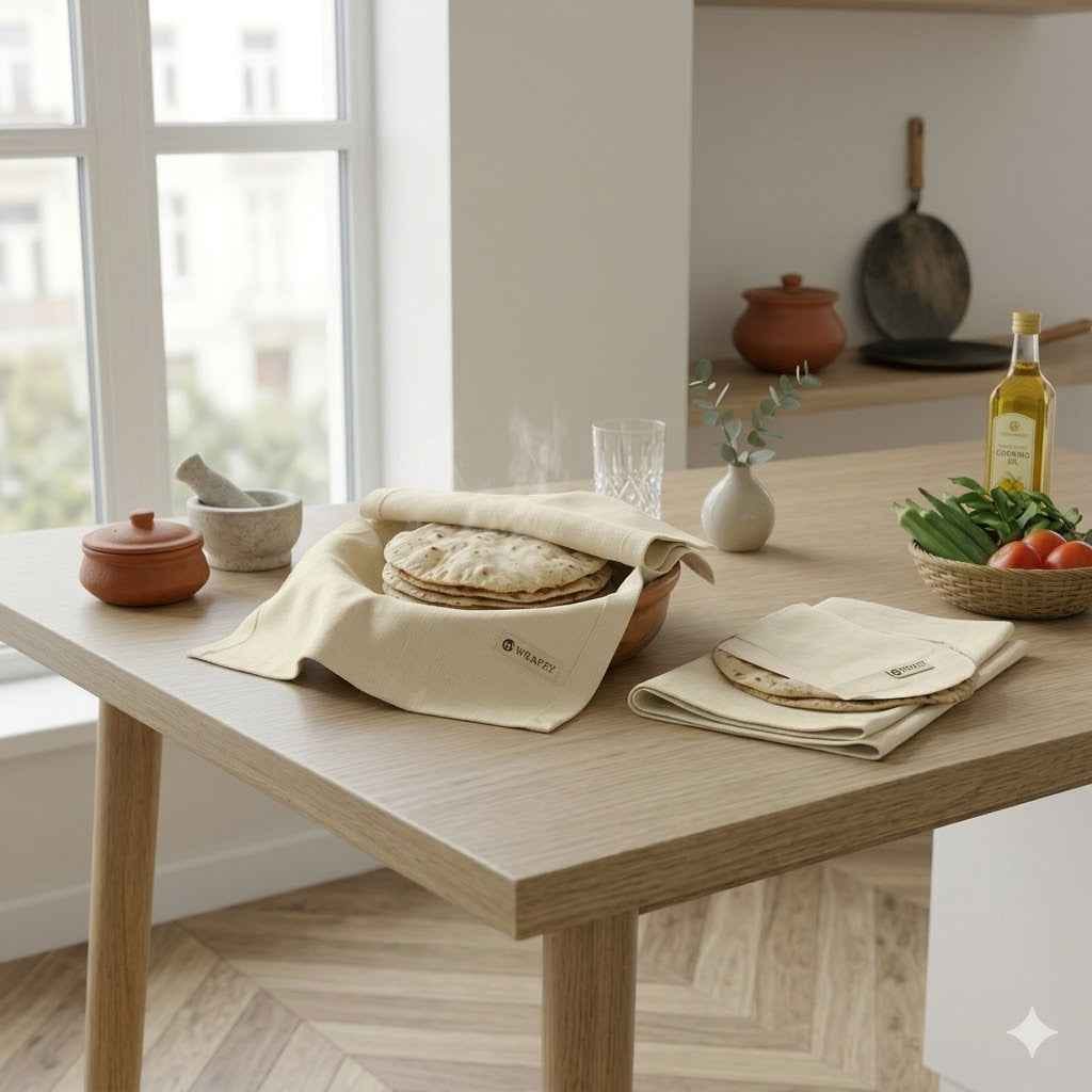 Customer photo review of Reusable Organic Cotton Chapati Wrap Cloth Set