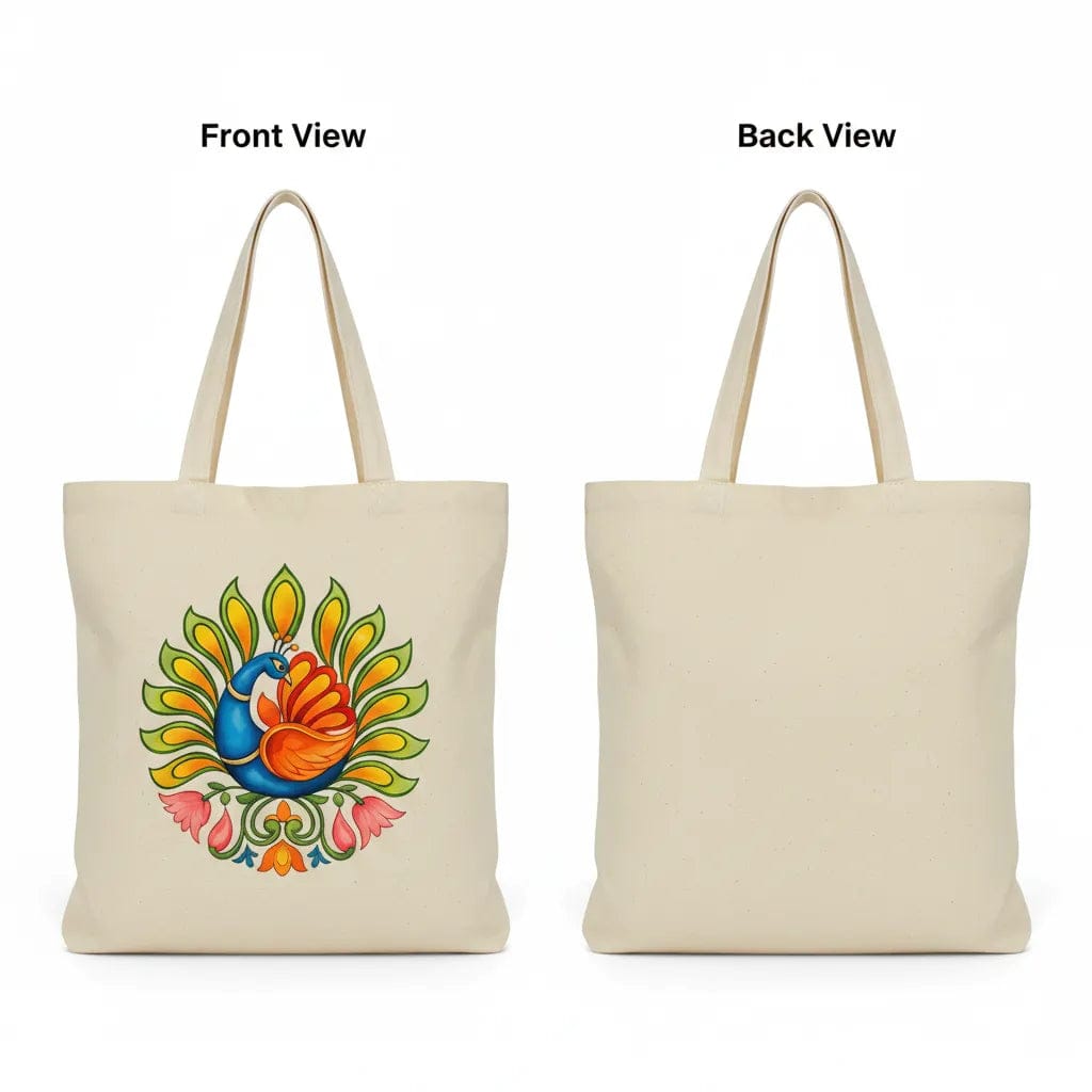 Customer photo review of Wrapzy Kerala Mural Peacock Tote Bag