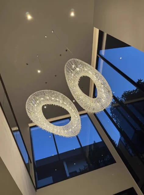 Customer photo review of Gold Crystal Foyer Chandelier