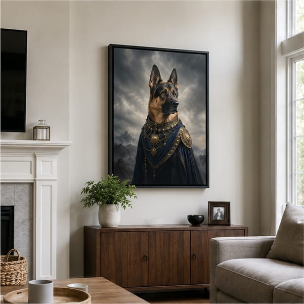 Customer photo review of Custom Royal Guardian Pet Portrait Canvas Wall Art