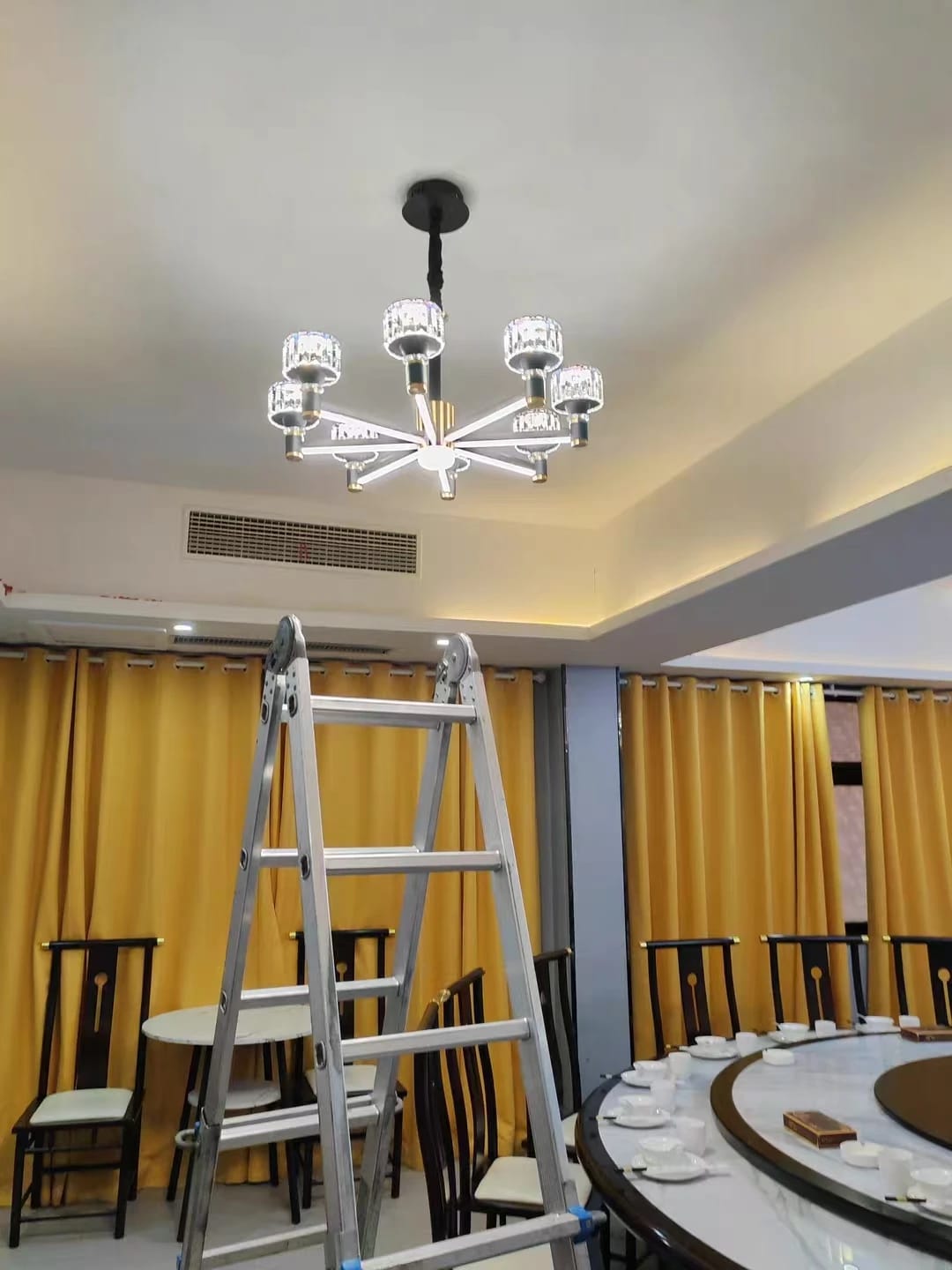 Customer photo review of Gold and Black Crystal Chandelier