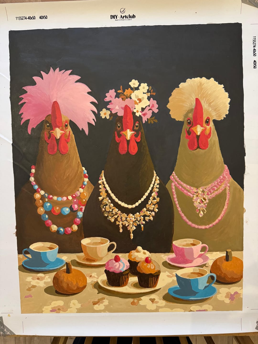 Customer photo review of Fancy Chickens Society | Paint by Number