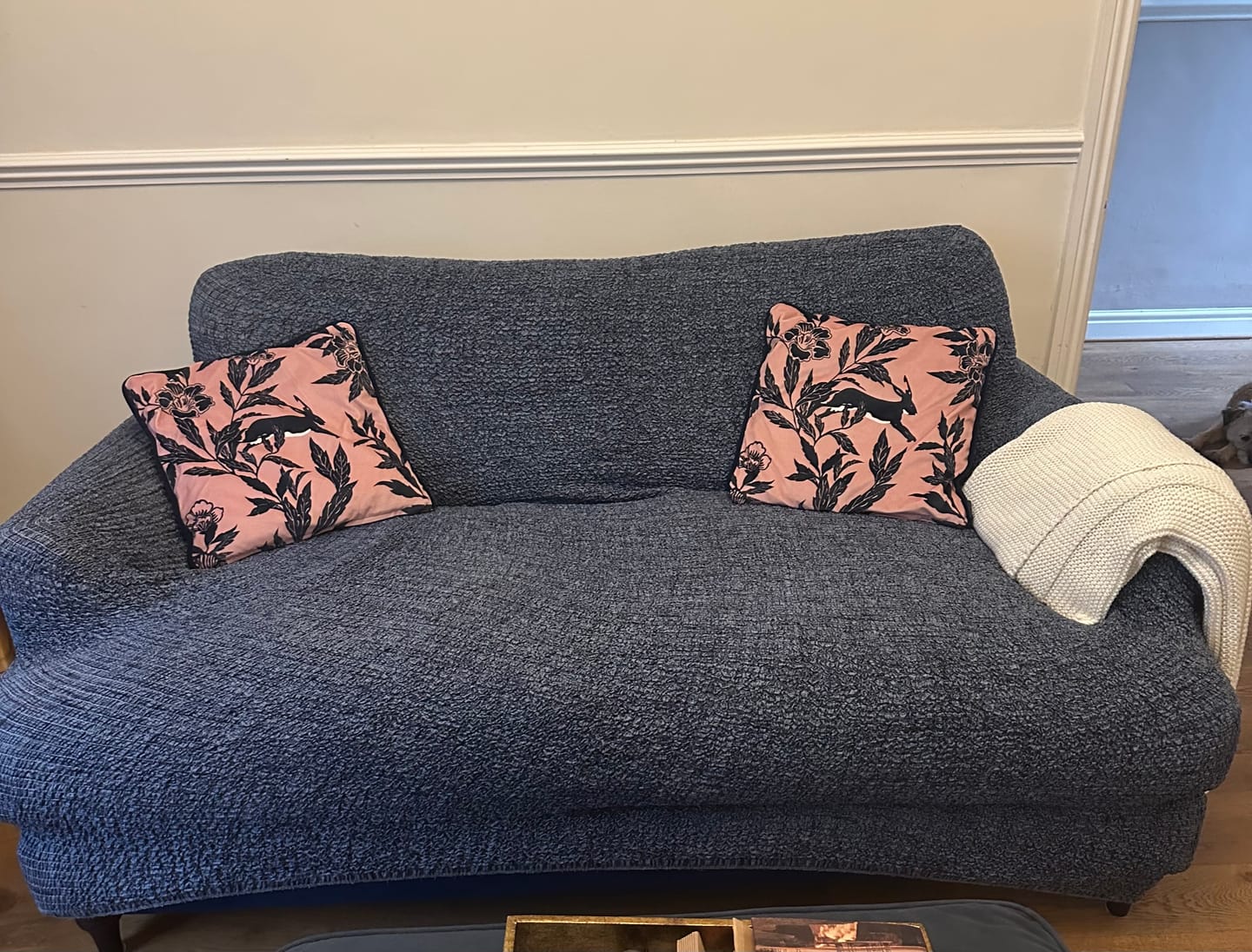 Customer photo review of 2 Seater Sofa Cover - Vittoria Blue, Microfibra Printed